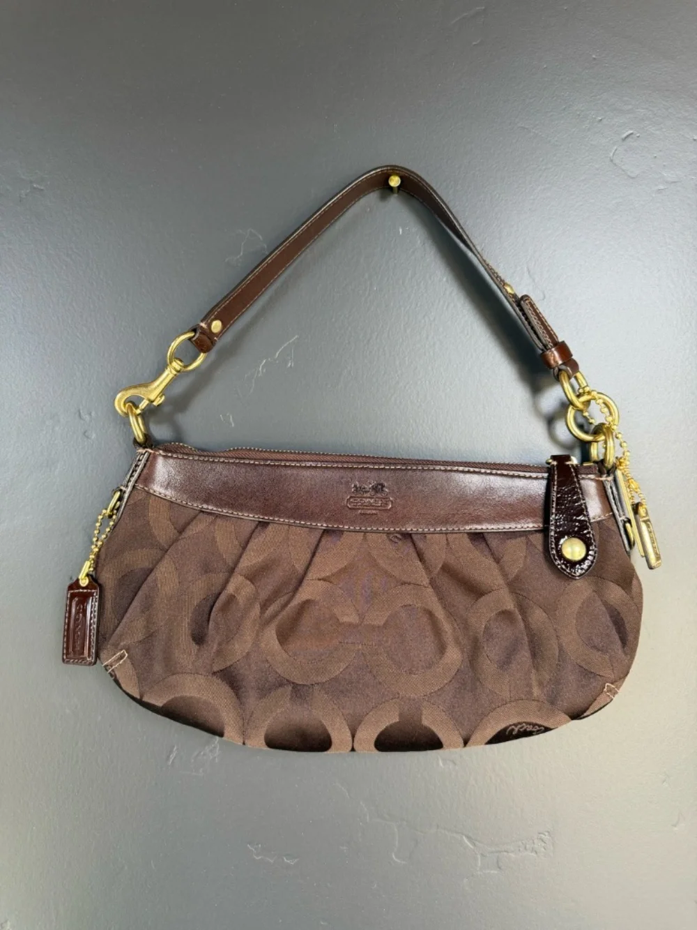 Like New Coach Madison Op Art Small Hobo 12950 Brown Jacquard Leather Y2K EUC